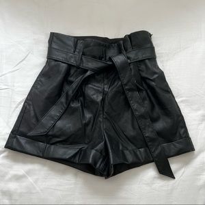 Leather paper bag shorts